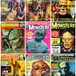 Vintage Retro Movie Monster Magazine Covers Collage Images Halloween PDF Instant Digital Download 24x9 Printable Sheets Spooky MCM Creatures