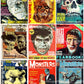 Vintage Retro Movie Monster Magazine Covers Collage Images Halloween PDF Instant Digital Download 24x9 Printable Sheets Spooky MCM Creatures