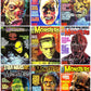 Vintage Retro Movie Monster Magazine Covers Collage Images Halloween PDF Instant Digital Download 24x9 Printable Sheets Spooky MCM Creatures