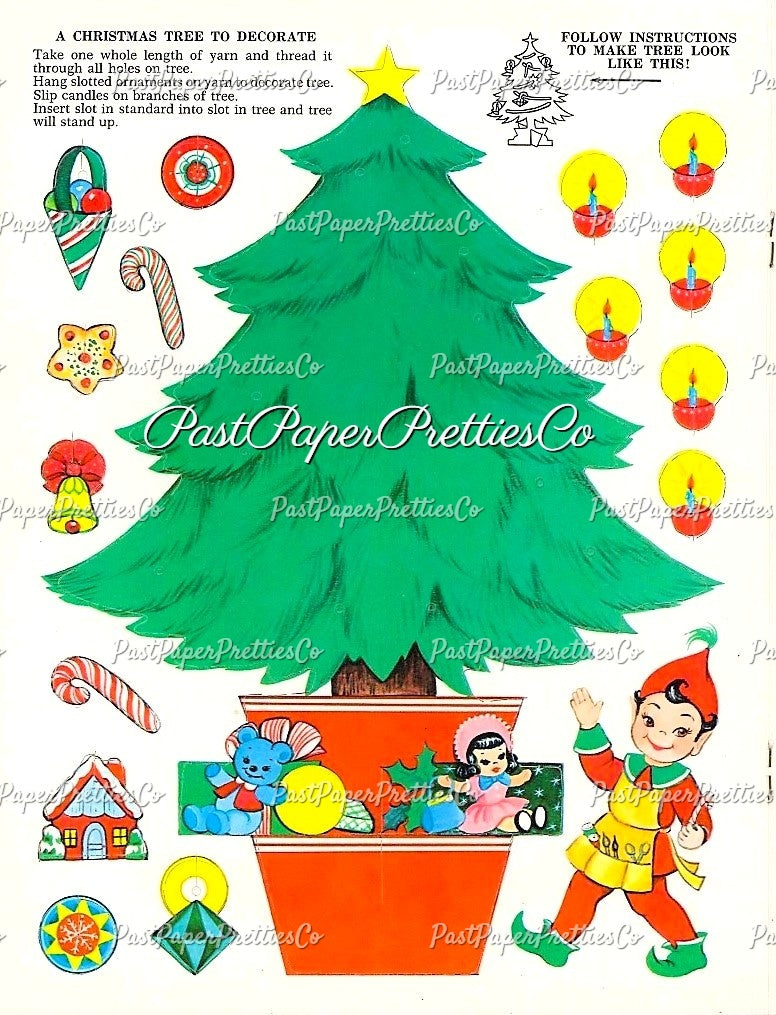 Vintage Merry Christmas Fun Push-Outs and Lace-Ups Ornaments Paper Dolls Printable PDF Instant Digital Download Retro 1960's Paper Crafts