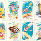 Vintage Printable Space Age Old Maid Playing Cards Sci-Fi Collage Set PDF Instant Digital Download Retro Classic 60s Card Game