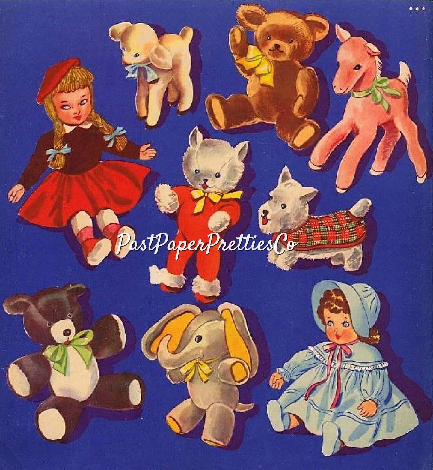 Vintage Paper Dolls Sandra and Sue 1948 PDF Instant Digital Download Kitsch Cute Kawaii Girls and Their Toys Printable Clip Art