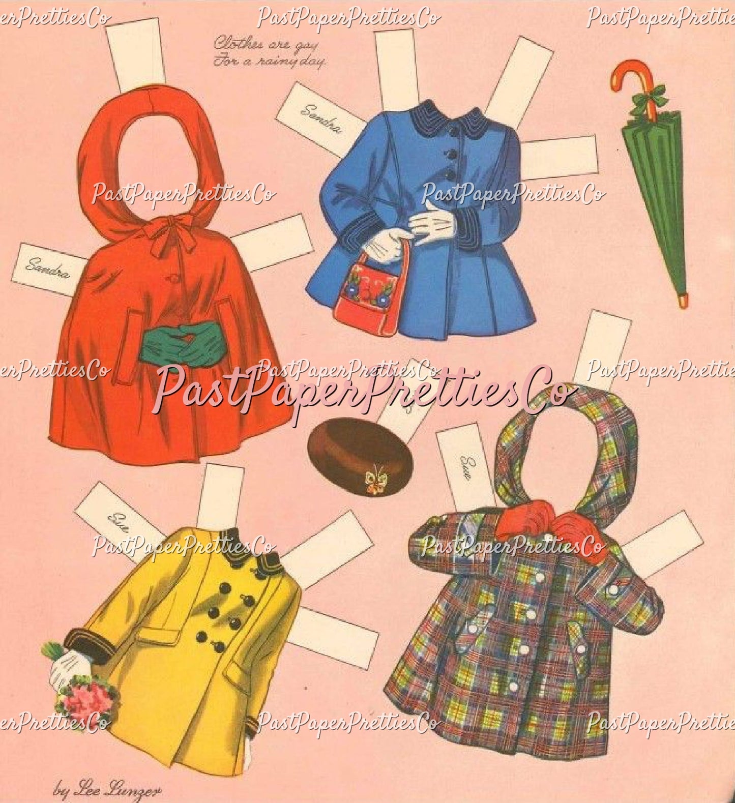 Vintage Paper Dolls Sandra and Sue 1948 PDF Instant Digital Download Kitsch Cute Kawaii Girls and Their Toys Printable Clip Art