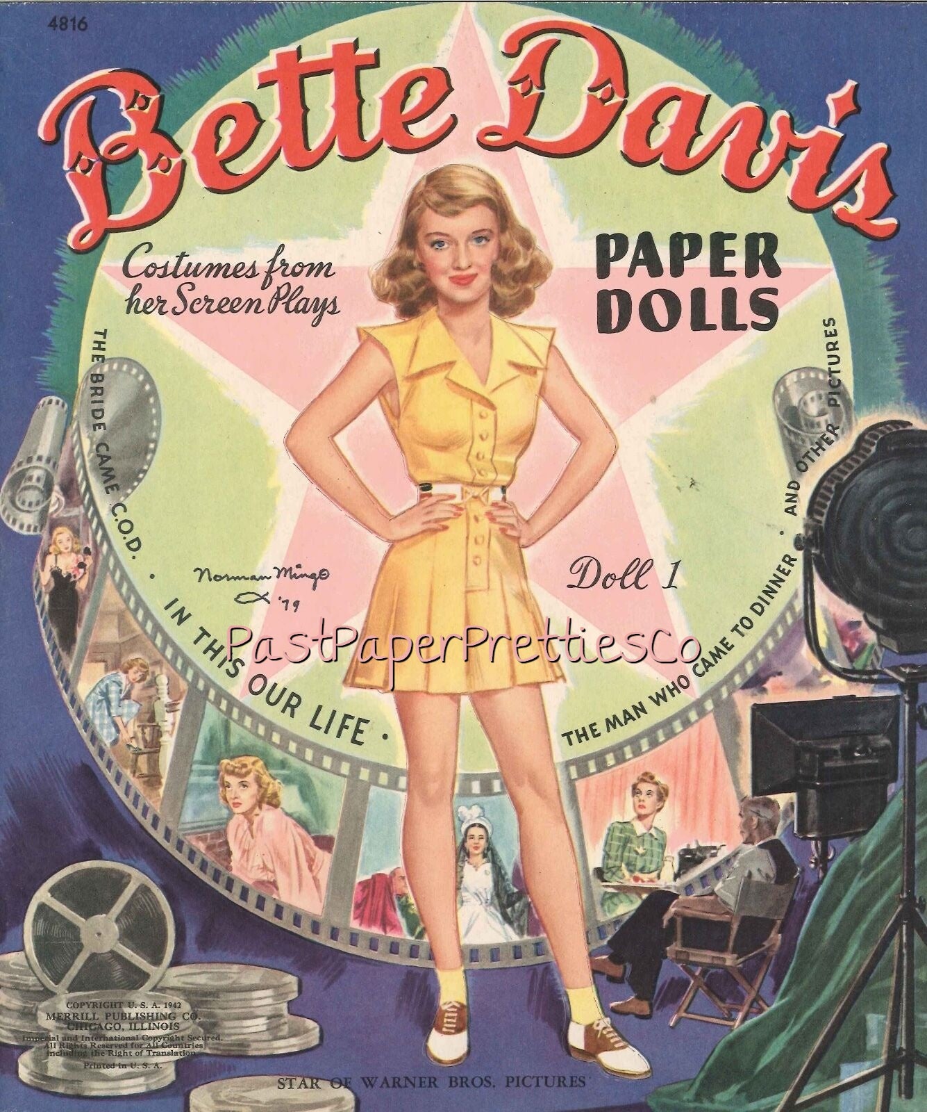 Vintage Movie Star Paper Dolls Bette Davis 1942 PDF Printable Instant Digital Download Pretty Hollywood Actress Starlet Doll Clip Art