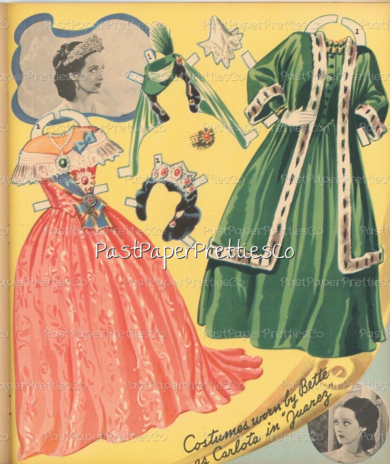 Vintage Movie Star Paper Dolls Bette Davis 1942 PDF Printable Instant Digital Download Pretty Hollywood Actress Starlet Doll Clip Art