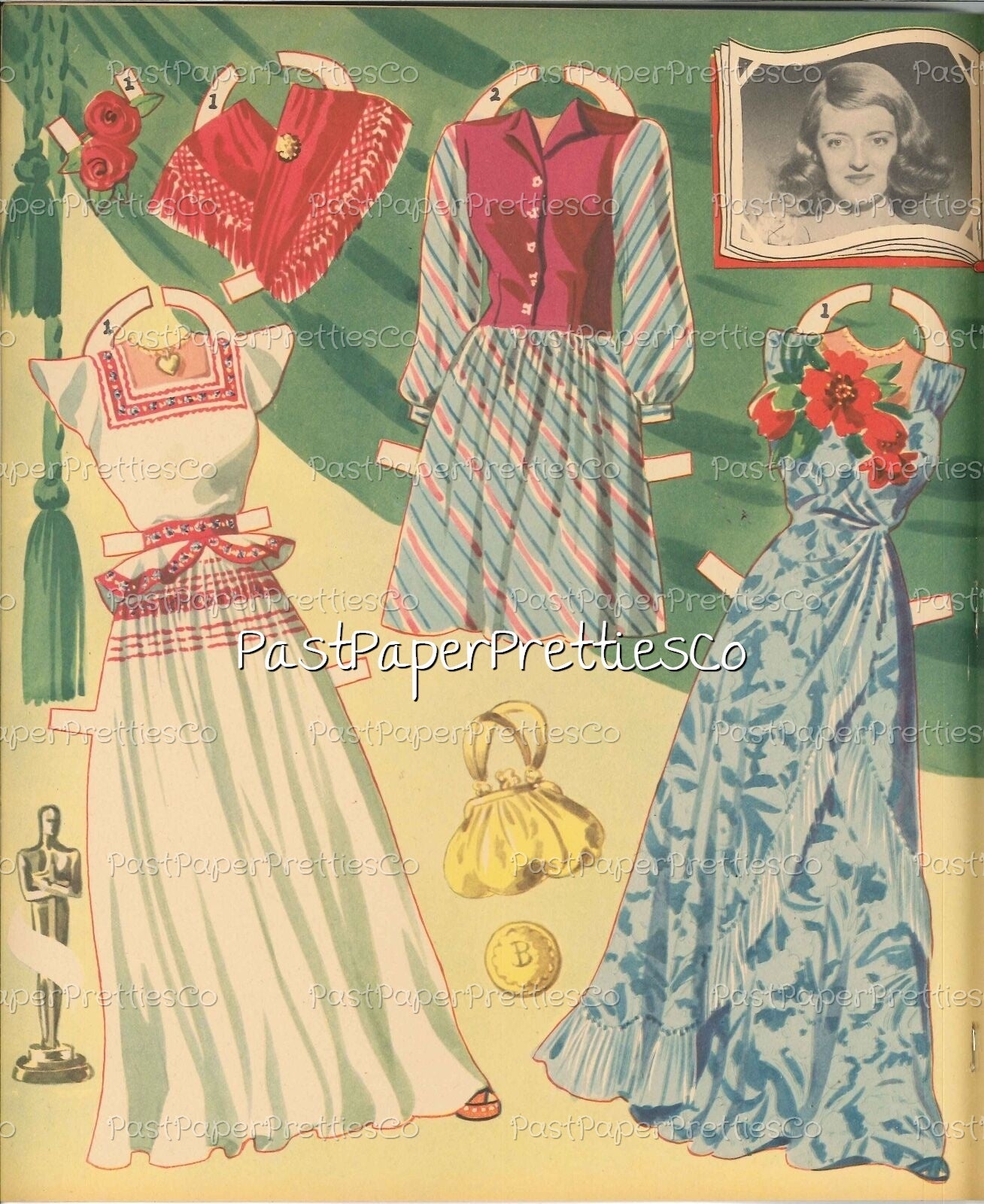 Vintage Movie Star Paper Dolls Bette Davis 1942 PDF Printable Instant Digital Download Pretty Hollywood Actress Starlet Doll Clip Art
