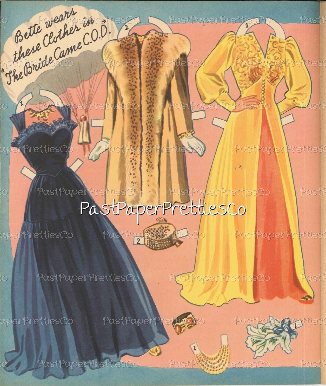 Vintage Movie Star Paper Dolls Bette Davis 1942 PDF Printable Instant Digital Download Pretty Hollywood Actress Starlet Doll Clip Art