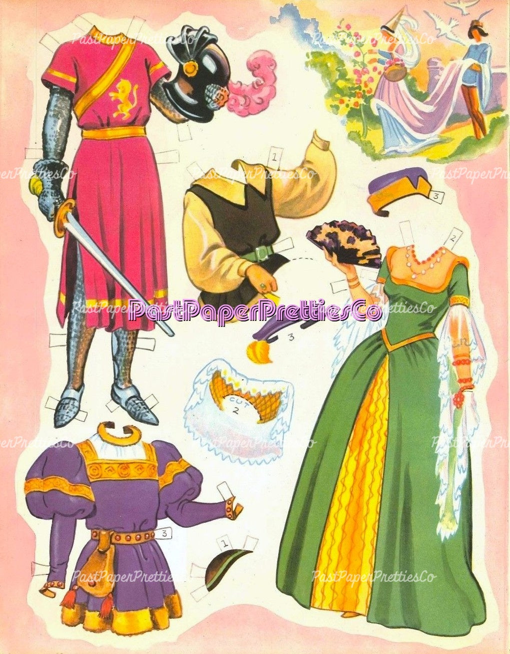 Vintage Paper Dolls Prince & Princess 1941 Printable PDF Instant Digital Download Royalty Royal Medieval King Queen Clip Art