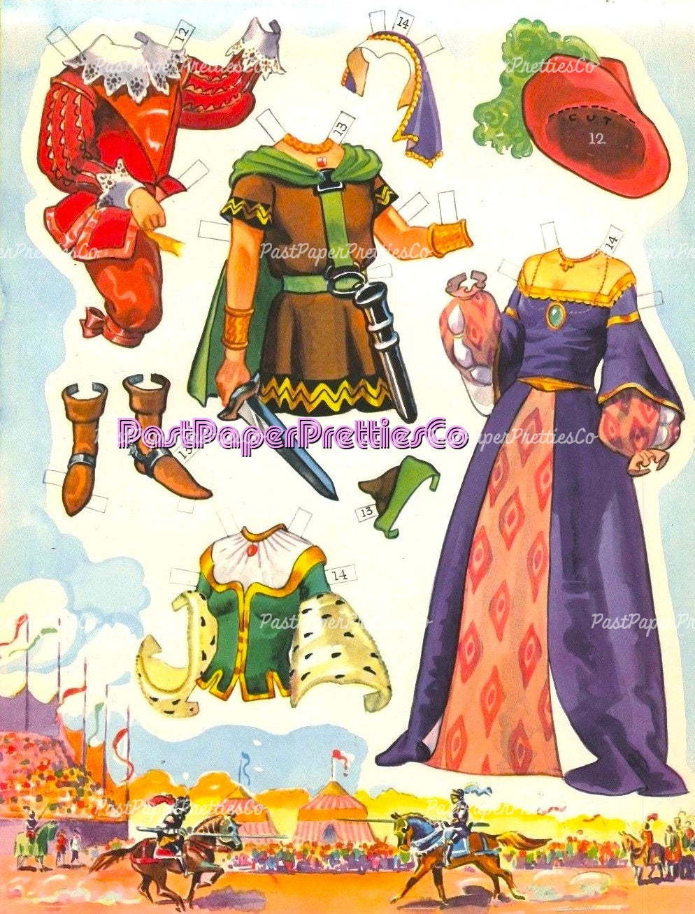 Vintage Paper Dolls Prince & Princess 1941 Printable PDF Instant Digital Download Royalty Royal Medieval King Queen Clip Art