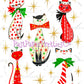 Vintage Retro Atomic Mod Christmas Kitty Cats 20 Kitsch Images Printable PDF Instant Digital Download Kitschmas Holiday Clipart