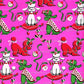 Vintage Printable Christmas Poodle Gift Wrap Bright Pin 3 Sizes