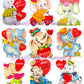 Vintage Valentines Day Elephants Printable Card Image Collage Sheets PDF Instant Digital Download 66 Cute Ellie Pachyderm Animal Clipart