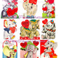 Vintage Valentines Day Elephants Printable Card Image Collage Sheets PDF Instant Digital Download 66 Cute Ellie Pachyderm Animal Clipart