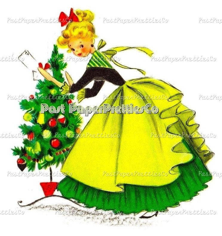 Vintage Retro 2 Pretty Holiday Ladies Christmas Card Images Printable PDF Instant Digital Download Mid Century Homemaker Happy Housewives