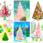 Vintage Printable Retro Pink Pastels Christmas Tree Card Images Collage Sheets PDF Instant Digital Download MCM Mod Mid Century Kitschmas