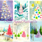 Vintage Printable Retro Pink Pastels Christmas Tree Card Images Collage Sheets PDF Instant Digital Download MCM Mod Mid Century Kitschmas