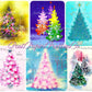 Vintage Printable Retro Pink Pastels Christmas Tree Card Images Collage Sheets PDF Instant Digital Download MCM Mod Mid Century Kitschmas