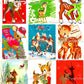 Vintage Printable Christmas Retro Reindeer Collage Sheets 81 Card Images PDF Instant Digital Download Holiday Deer Themed Clipart