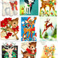 Vintage Printable Christmas Retro Reindeer Collage Sheets 81 Card Images PDF Instant Digital Download Holiday Deer Themed Clipart