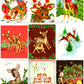 Vintage Printable Christmas Retro Reindeer Collage Sheets 81 Card Images PDF Instant Digital Download Holiday Deer Themed Clipart