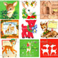 Vintage Printable Christmas Retro Reindeer Collage Sheets 81 Card Images PDF Instant Digital Download Holiday Deer Themed Clipart