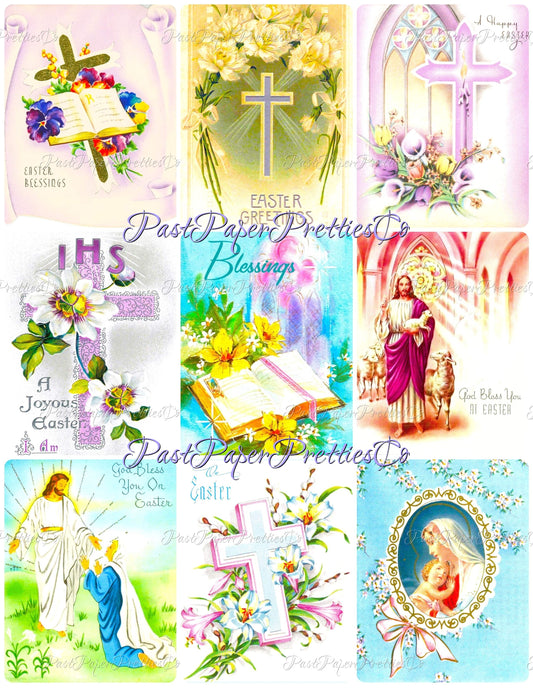 Vintage Printable Religious Easter Card Images PDF Instant Digital Download 18 Religious Jesus Christian Happy Easter Clip Art