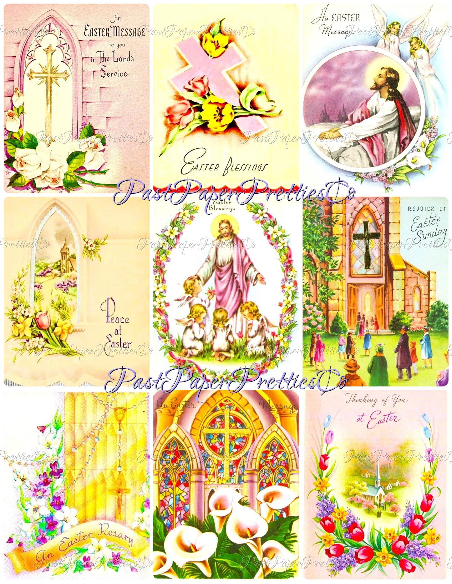 Vintage Printable Religious Easter Card Images PDF Instant Digital Download 18 Religious Jesus Christian Happy Easter Clip Art