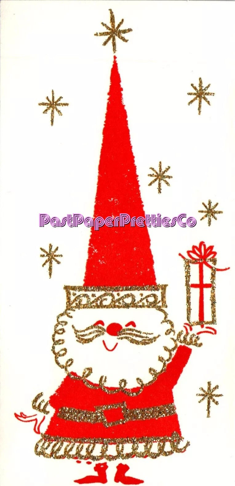 Vintage Retro Slim Santas Mod Tall Hats Christmas Card Images Collage & Full Cards Printable PDF Instant Digital Download MCM Kitsch Clipart