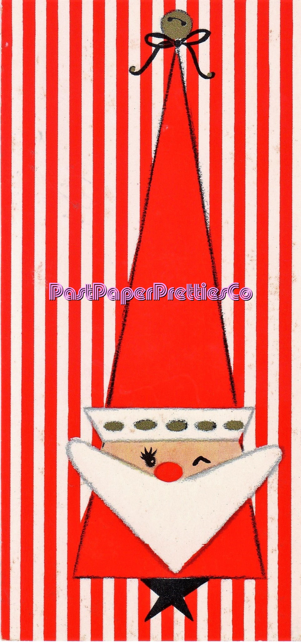 Vintage Retro Slim Santas Mod Tall Hats Christmas Card Images Collage & Full Cards Printable PDF Instant Digital Download MCM Kitsch Clipart