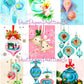 Vintage Printable Pretty Pastels Retro Christmas Ornaments Card Collage Sheets 38 Images PDF Instant Digital Download MCM Kitschmas Clipart