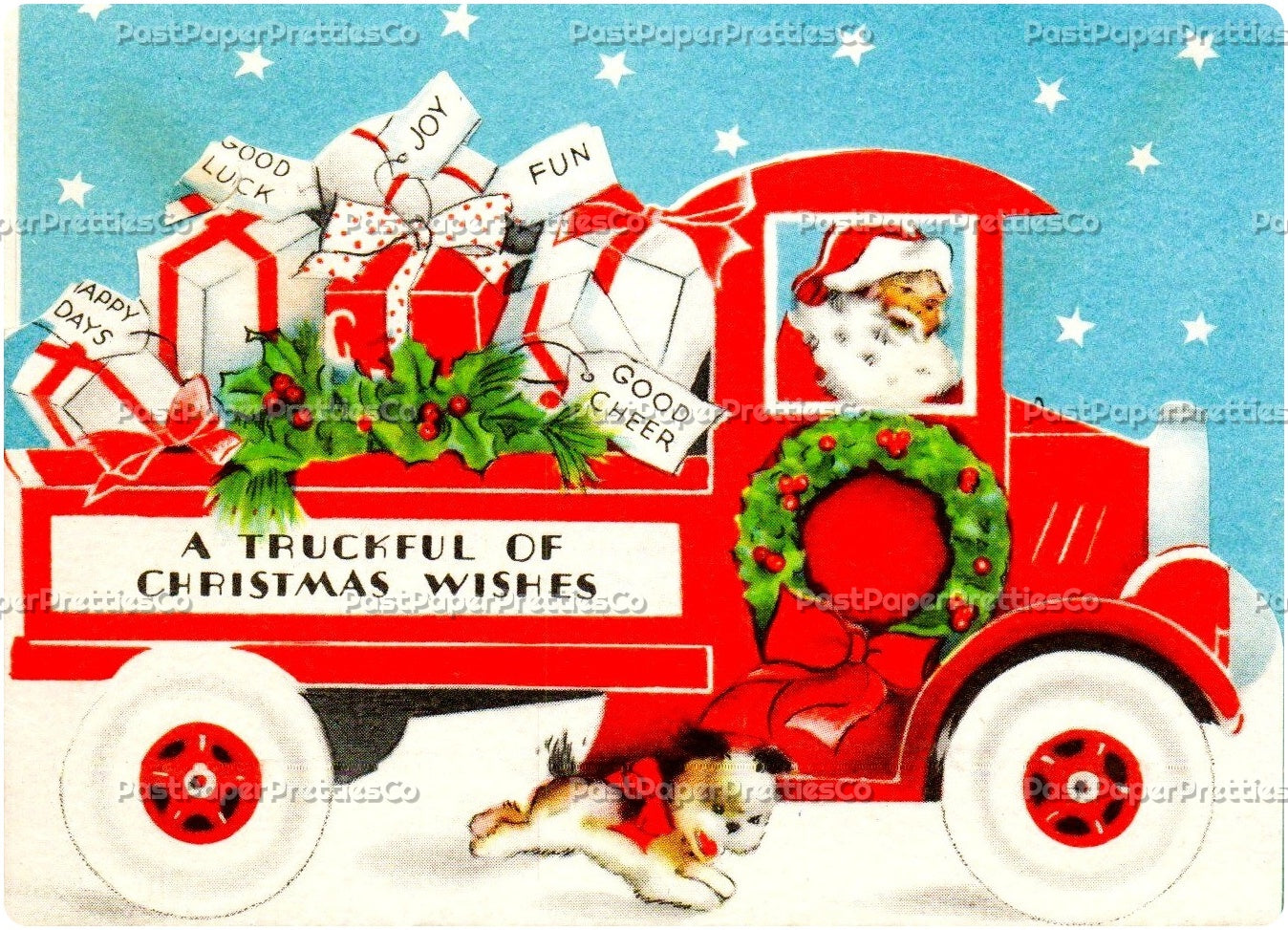 Vintage Printable Santas Special Delivery Vehicles Christmas Cards PDF Instant Digital Download Kitsch Mid Century Car Truck Bus Images