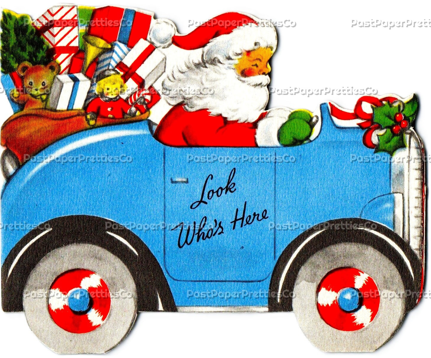 Vintage Printable Santas Special Delivery Vehicles Christmas Cards PDF Instant Digital Download Kitsch Mid Century Car Truck Bus Images