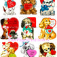 Vintage Puppy Dogs Valentine Cards ALL Doggie Themed Collage Images Printable PDF Instant Digital Download 168 Designs Dog Love Clip Art