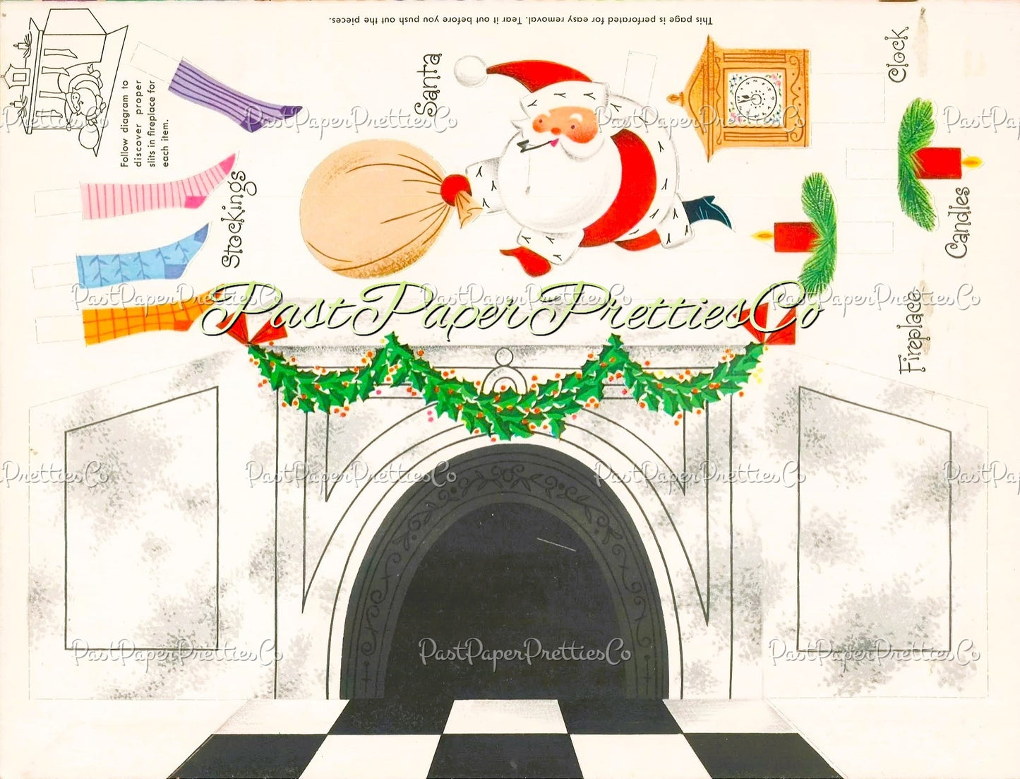 Vintage Paper Dolls Dress Up Santa Mrs Claus Elves Printable PDF Instant Digital Download Retro 1960's Christmas Cut Outs Clip Art