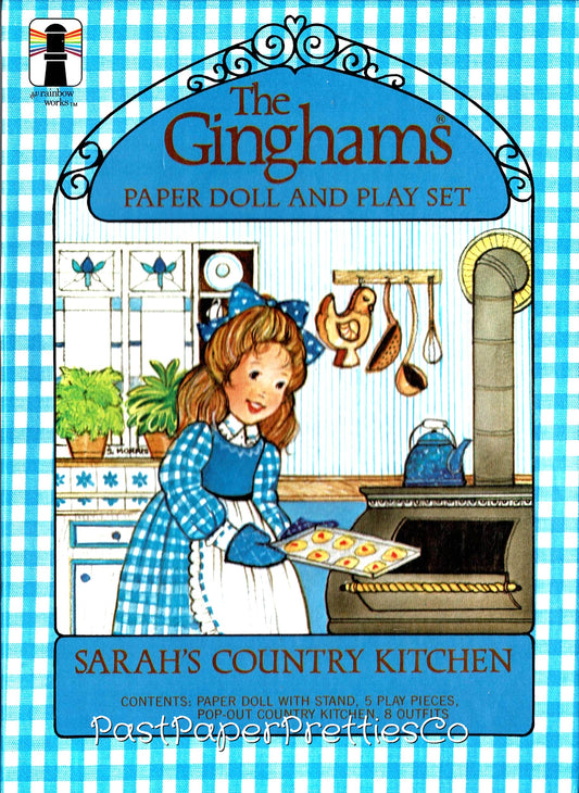 Vintage Paper Dolls The Ginghams Sarahs Country Kitchen Play Set 1979 Printable PDF Instant Digital Download Prairie Frontier Girl Clip Art