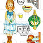 Vintage Paper Dolls The Ginghams Sarahs Country Kitchen Play Set 1979 Printable PDF Instant Digital Download Prairie Frontier Girl Clip Art