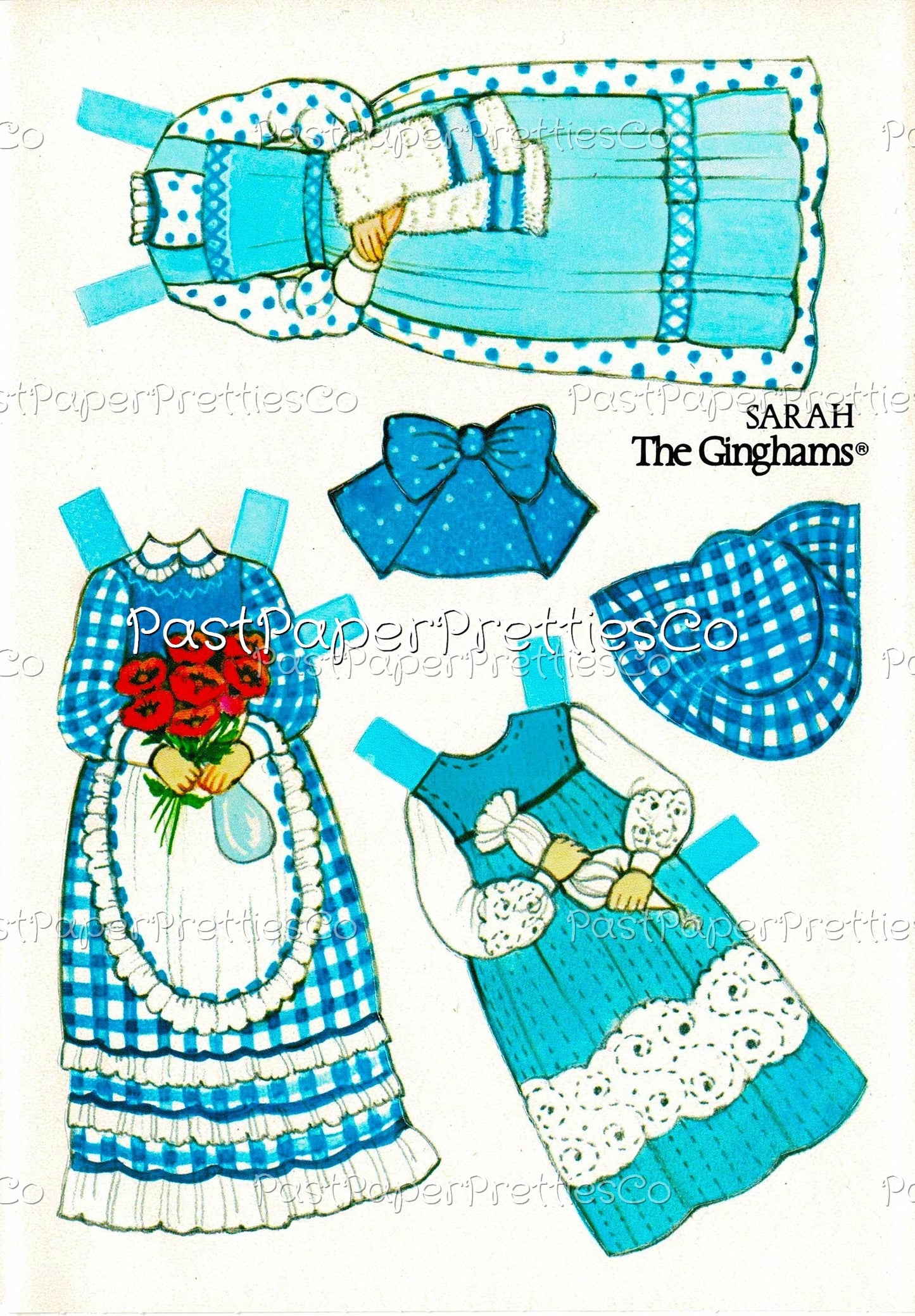 Vintage Paper Dolls The Ginghams Sarahs Country Kitchen Play Set 1979 Printable PDF Instant Digital Download Prairie Frontier Girl Clip Art