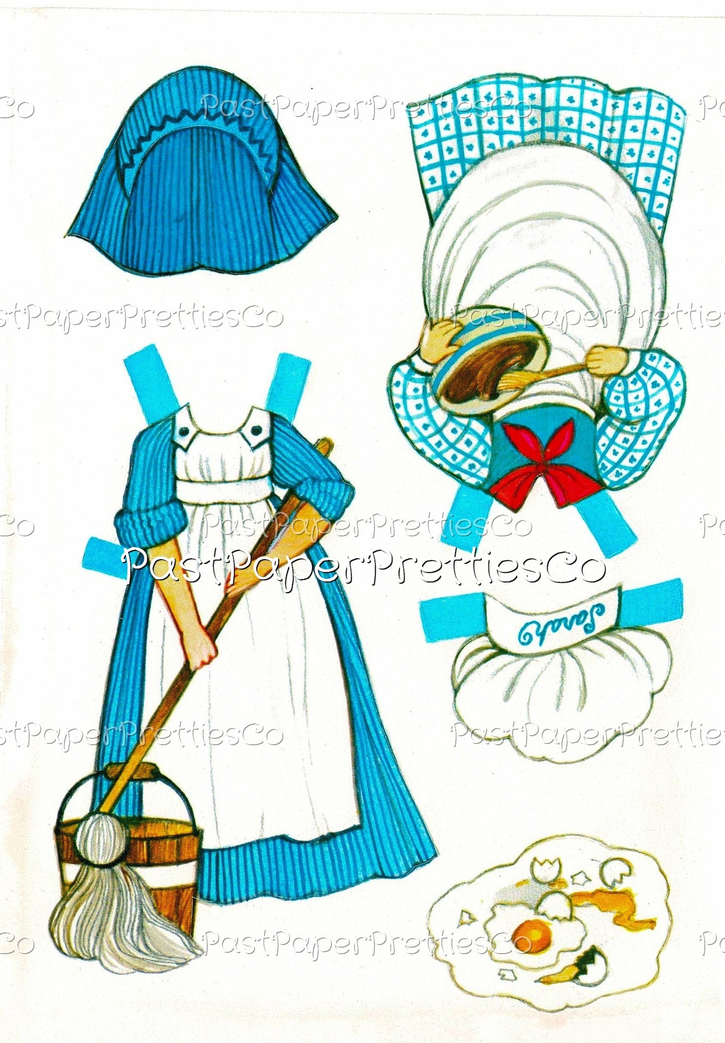 Vintage Paper Dolls The Ginghams Sarahs Country Kitchen Play Set 1979 Printable PDF Instant Digital Download Prairie Frontier Girl Clip Art
