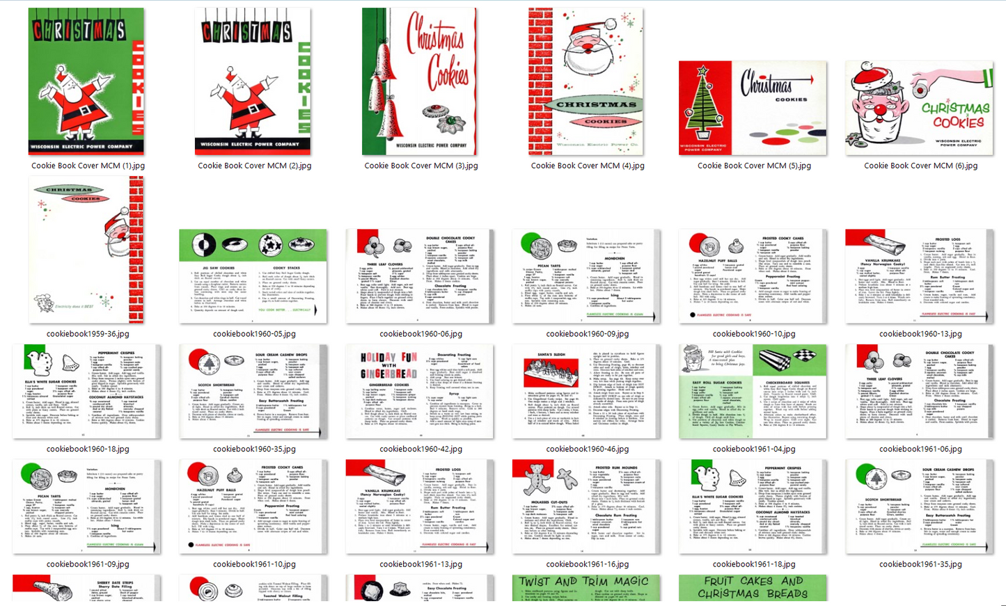 Vintage MCM Christmas Cookies Retro Holiday Recipes 6 Cookbook Books 1950s 1060s Printable PDF Instant Digital Download Desserts Clipart