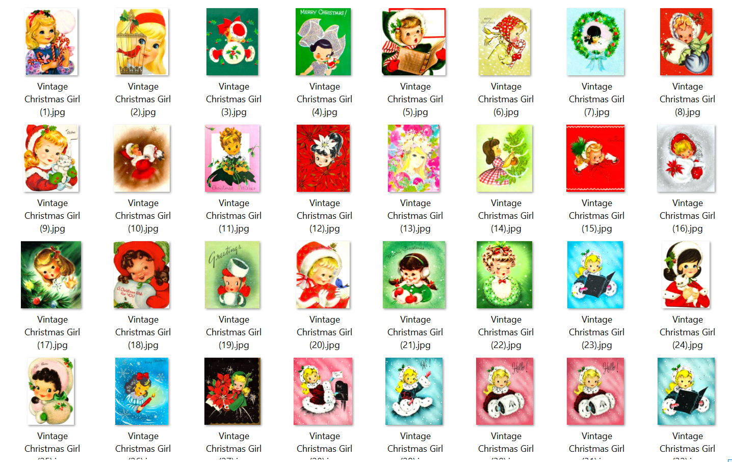 Vintage Christmas Girls Faces Portraits Collage Sheets & Full Card Images Printable PDF Instant Digital Download 54 Designs