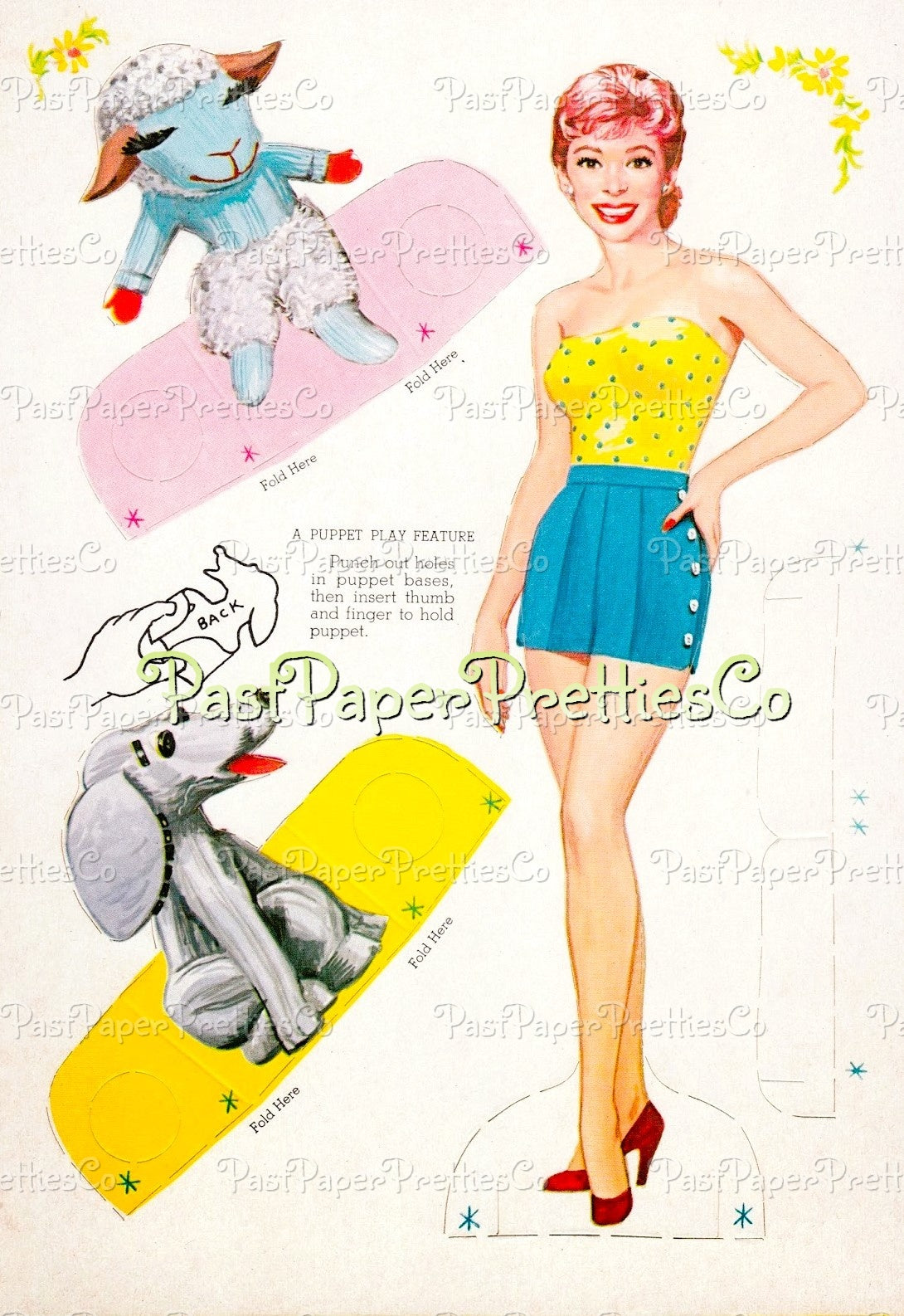 Vintage Paper Dolls Shari Lewis and Lambchop 1958 PDF Printable Instant Digital Download TV Actress Starlet Ventriloquist Puppets