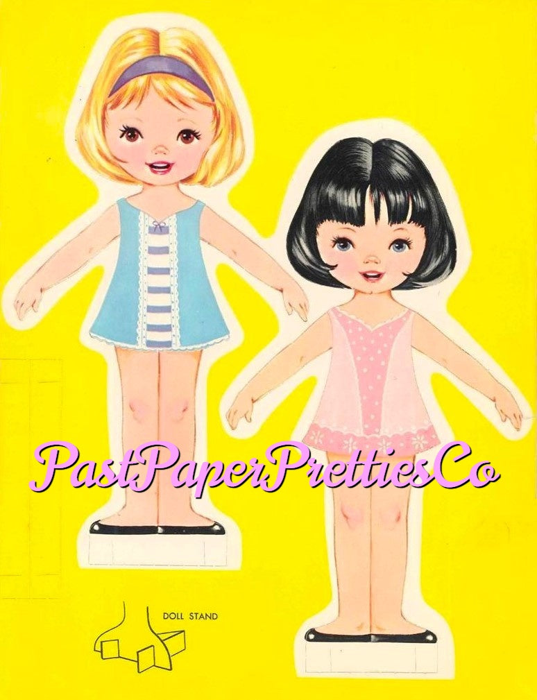 Vintage Paper Dolls Storybook Costume Dolls c. 1965 PDF Printable Instant Digital Download Cute Little Girls Fairy Tale Stories Clip Art