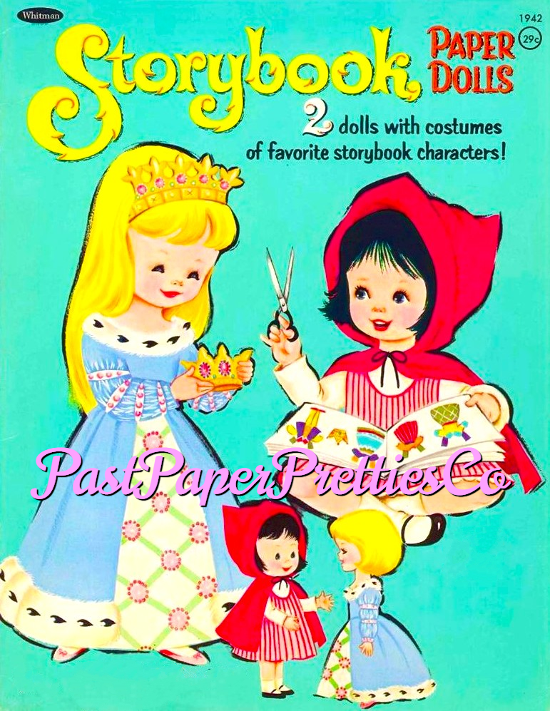 Vintage Paper Dolls Storybook Costume Dolls c. 1965 PDF Printable Instant Digital Download Cute Little Girls Fairy Tale Stories Clip Art