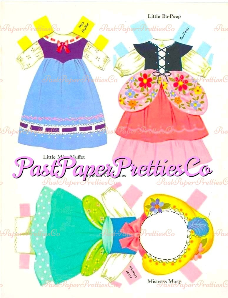Vintage Paper Dolls Storybook Costume Dolls c. 1965 PDF Printable Instant Digital Download Cute Little Girls Fairy Tale Stories Clip Art