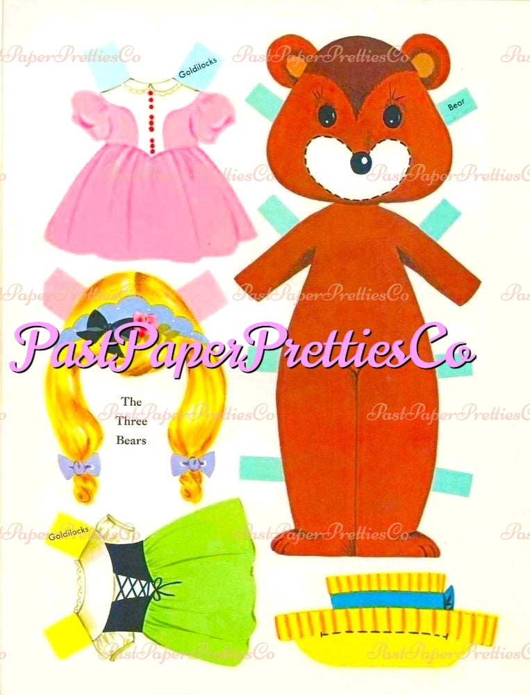 Vintage Paper Dolls Storybook Costume Dolls c. 1965 PDF Printable Instant Digital Download Cute Little Girls Fairy Tale Stories Clip Art
