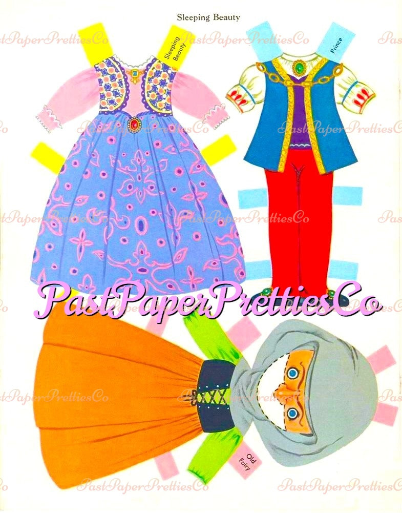 Vintage Paper Dolls Storybook Costume Dolls c. 1965 PDF Printable Instant Digital Download Cute Little Girls Fairy Tale Stories Clip Art
