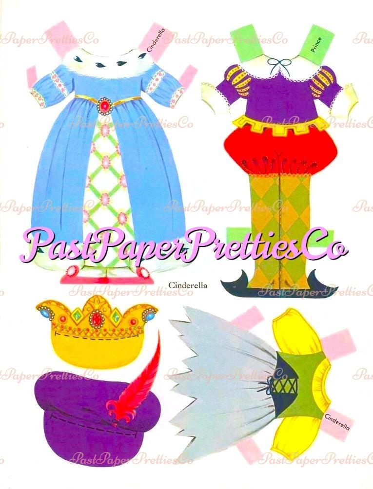 Vintage Paper Dolls Storybook Costume Dolls c. 1965 PDF Printable Instant Digital Download Cute Little Girls Fairy Tale Stories Clip Art