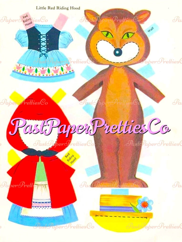 Vintage Paper Dolls Storybook Costume Dolls c. 1965 PDF Printable Instant Digital Download Cute Little Girls Fairy Tale Stories Clip Art