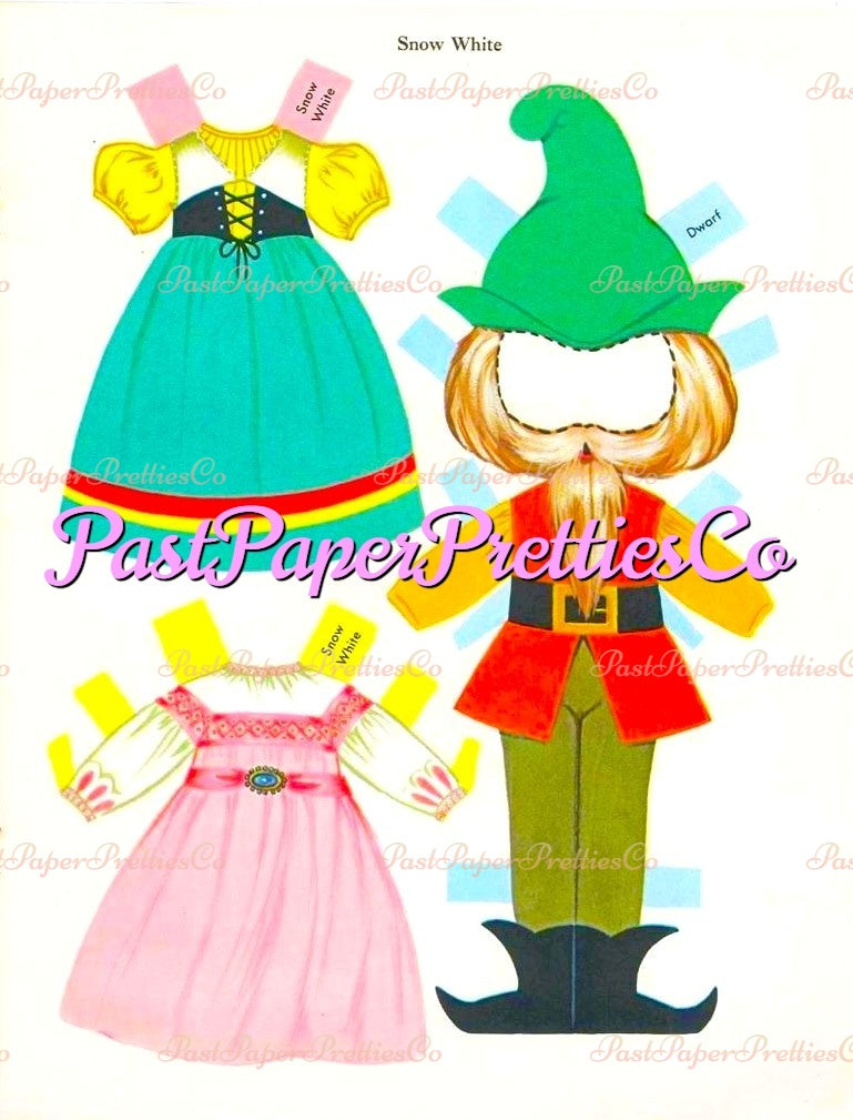 Vintage Paper Dolls Storybook Costume Dolls c. 1965 PDF Printable Instant Digital Download Cute Little Girls Fairy Tale Stories Clip Art