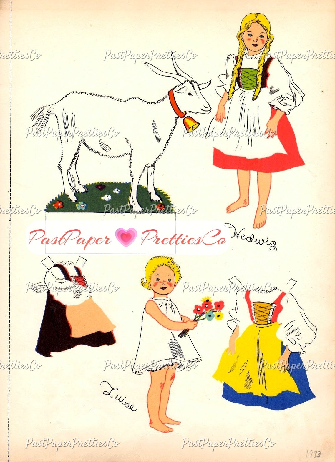 Vintage International Paper Dolls Collage Sheets Cute Dutch Swiss German Cut Out Dolls  1930s Printable PDF Instant Digital Download